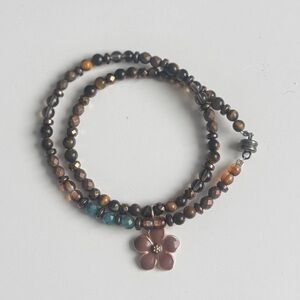 Earthy Tiger’s Eye, Brown Hematite & Semi Precious Apatite Wire Wrap Bracelet